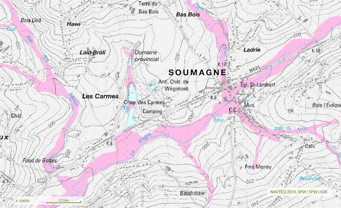 Carte de zone inondable  Soumagne-Bas