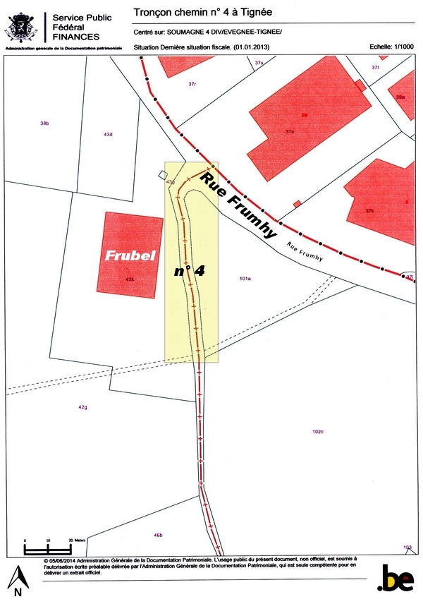 Cadastre - Tronon du chemin n 4  Tigne